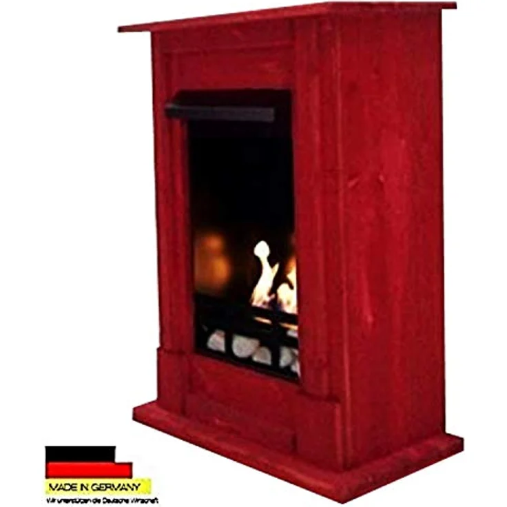 Kaminbau Mierzwa Ethanol- und Gelkamin Modell Madrid Premium Inclusive 21 teiligem Zubehör – Made in Germany, Rahmen aus Fichtenholz, Farbwahl (Rot) – Bild 4