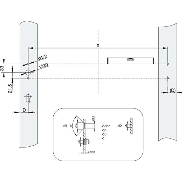 BKS Druckstange für EN 1125, 808 mm, silber eloxiert - einklemmsichere Betätigung, integrierte Geräuschdämpfung, kürzbar bis 660 mm – Bild 3