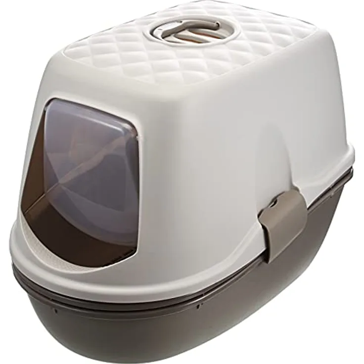 TRIXIE 40162 Katzentoilette Berto Top, mit Haube, Trennsystem, 39 × 42 × 59 cm, Taupe/helltaup