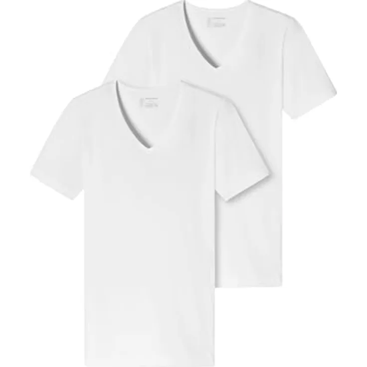 Schiesser Herren Shirt, Kurzarm, V-Ausschnitt, Weiss, XXL, aus 95% Organic Cotton und 5% Elastan