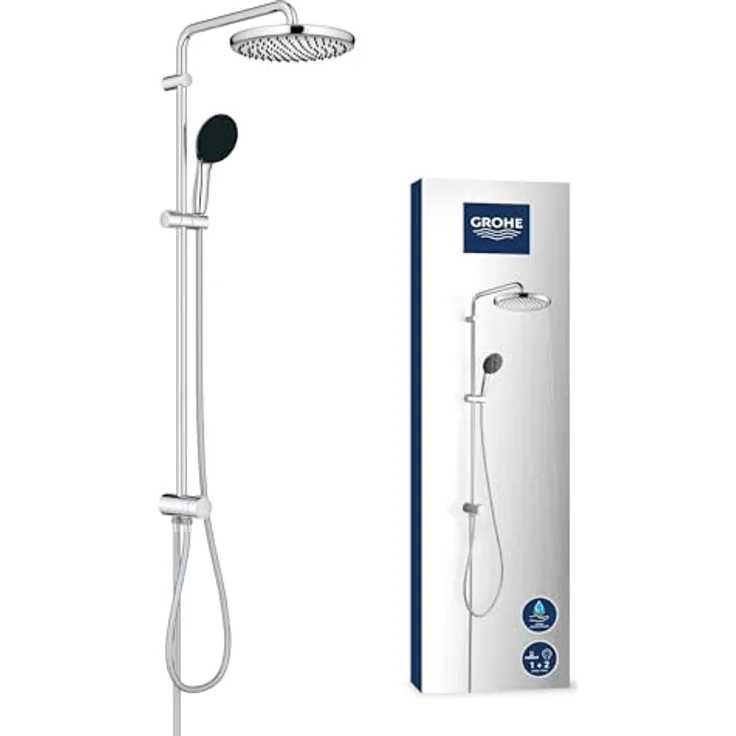 Grohe Duschsystem Vitalio Comfort 250 Flex, chrom, Kopf- und Handbrause mit 2 Strahlarten, wasser- und energieeffizient