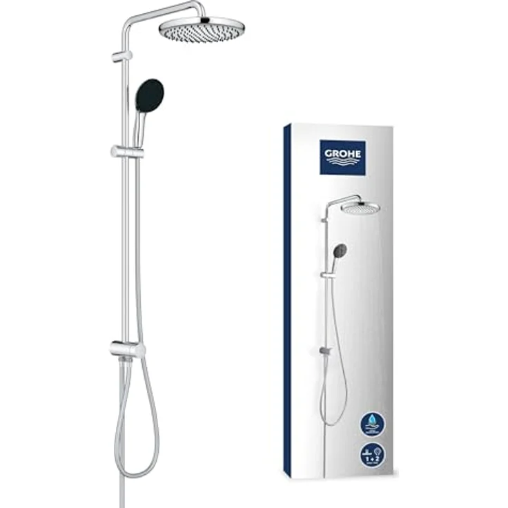 Grohe Duschsystem Vitalio Comfort 250 Flex, chrom, Kopf- und Handbrause mit 2 Strahlarten, wasser- und energieeffizient – Bild 1