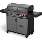 Enders Gasgrill Hyde 6 Sikr Turbo, 800 °C Turbo Zone, Infrarot-Backburner, Sichtfenster, Gussrost, 4 Brenner, inkl. Unterschrank mit Schubladen