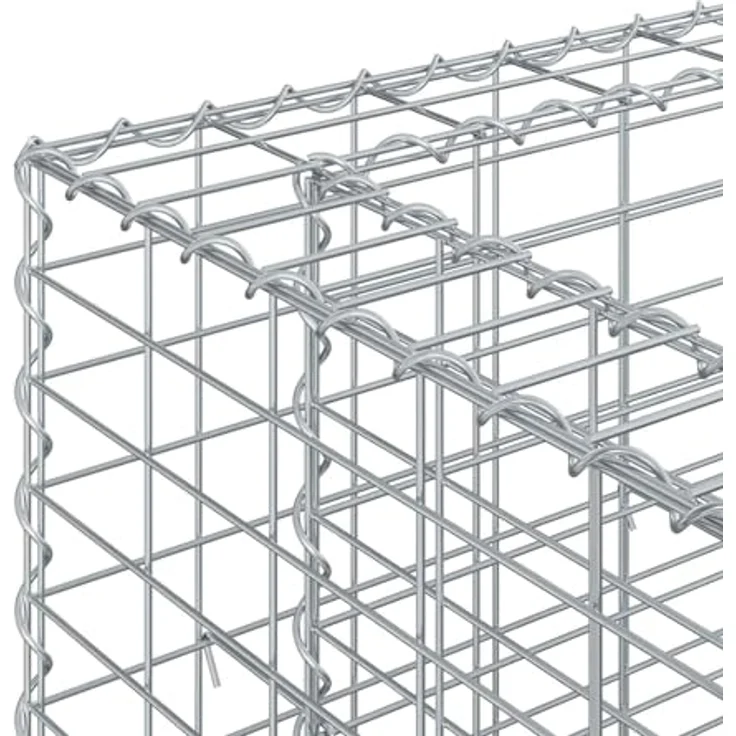 vidaXL Gabionen Hochbeet, 2er Set, Silber, 330 x 50 x 80 cm, Rechteckig, Wetterfest, Sichtschutzpaneele für Garten und Terrasse – Bild 5