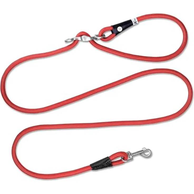 Curli Vario Comfort Leash Red L, 2m verstellbare Hundeleine mit shock-absorbing Nylonseil und VARIO-LOCK-Buckle