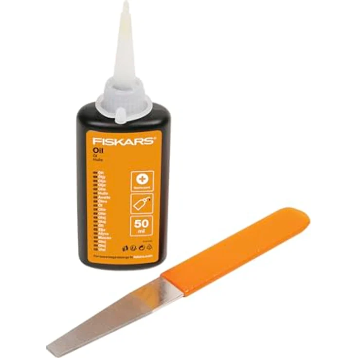 Fiskars Pflegeset für Gartenschneidgeräte, mit Diamantfeile, Öl und Pflegeanleitung, Schwarz/Orange – Bild 3