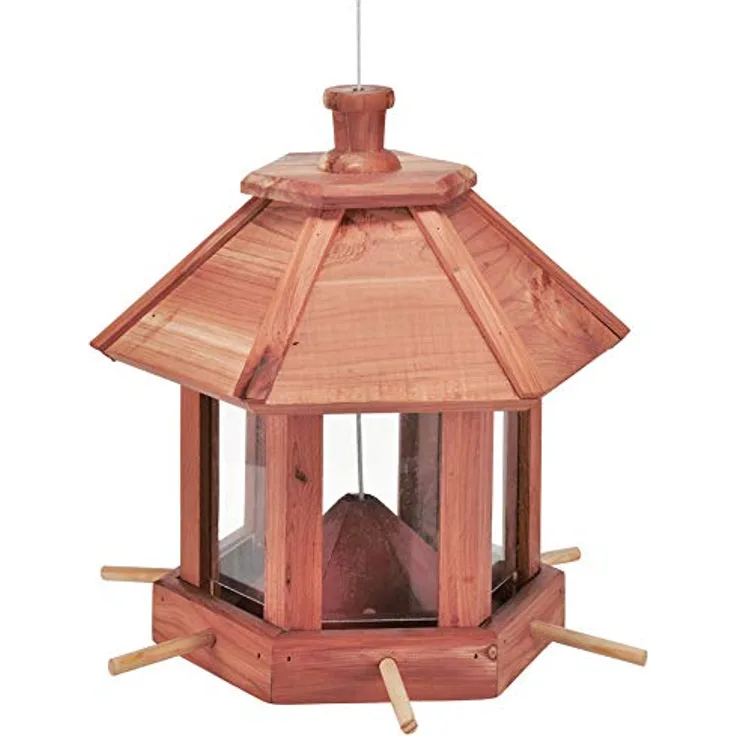 Spetebo Vogel Futterhaus aus Holz - Vogelhaus Futterstation - Futterstelle Vogelhäuschen