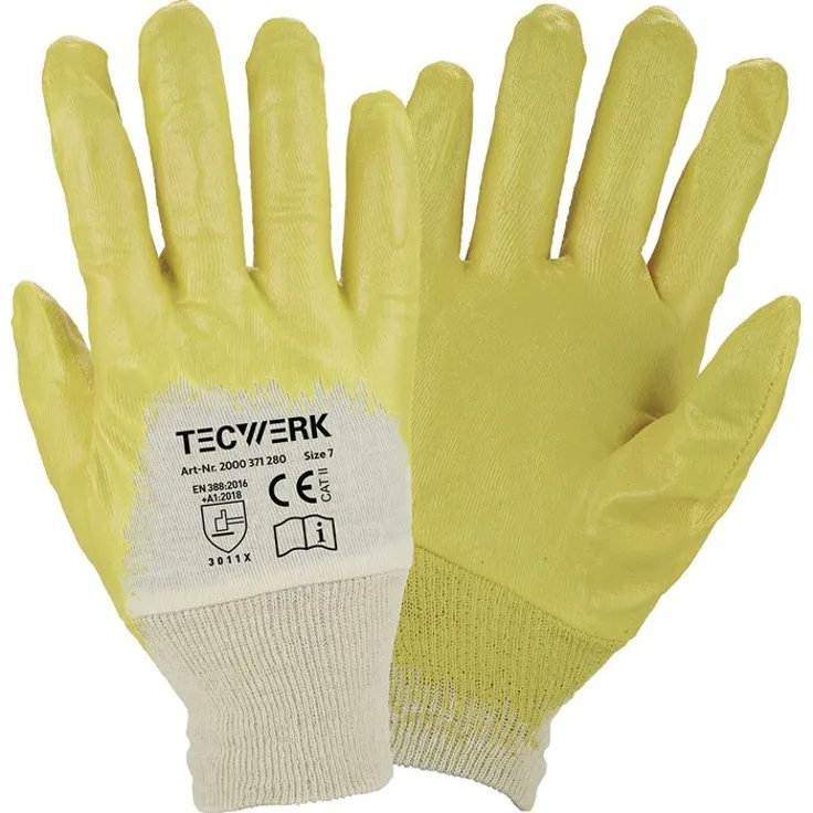 ASATEX AG Handschuhe Lippe Gr.9, gelb Nitrilbeschichtung, EN 388 Kat. II, 12 Paare, für Montage- und Maschinenbau