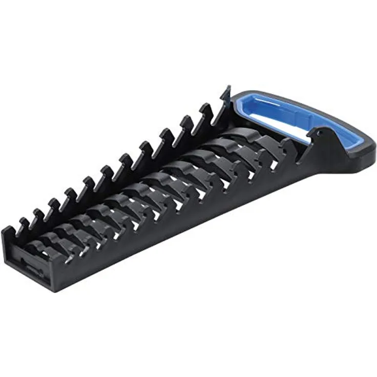 BGS TECHNIC Halter für Maul-/Ringschlüssel 12 Auflagen, Wandmontage, 2-Komponenten-Griff, schwarz