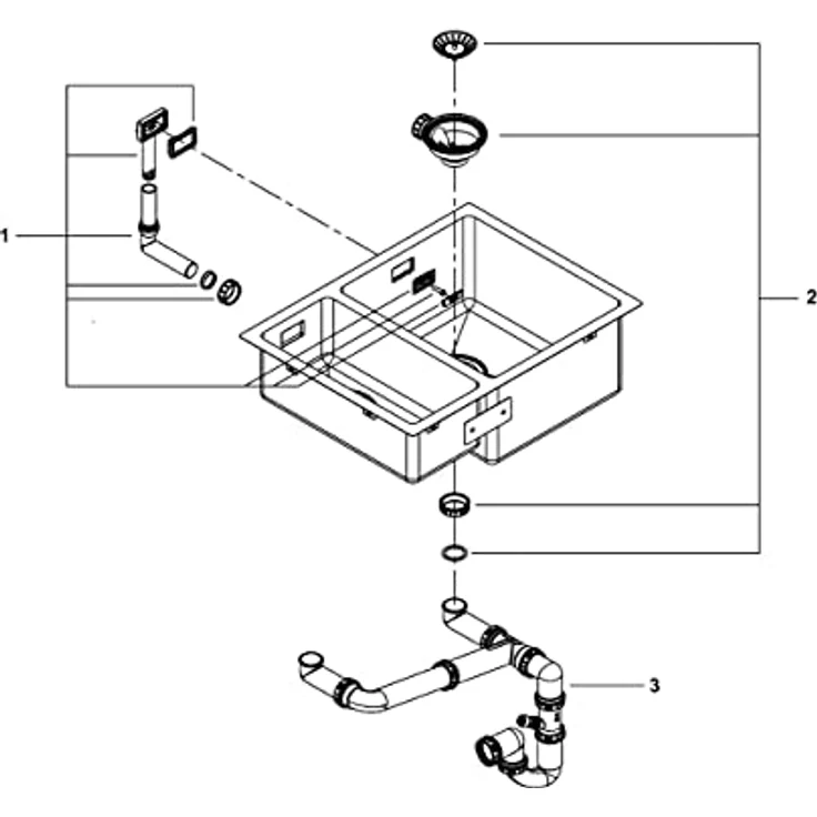 GROHE K700U | 1,5 Becken | Küchenspüle - Unterbau, Aufsatzmontage oder flächenbündiger Einbau | Inklusive Montageset, Ablaufgarnitur, Siebkorb | Edelstahl | 31576SD1 – Bild 5
