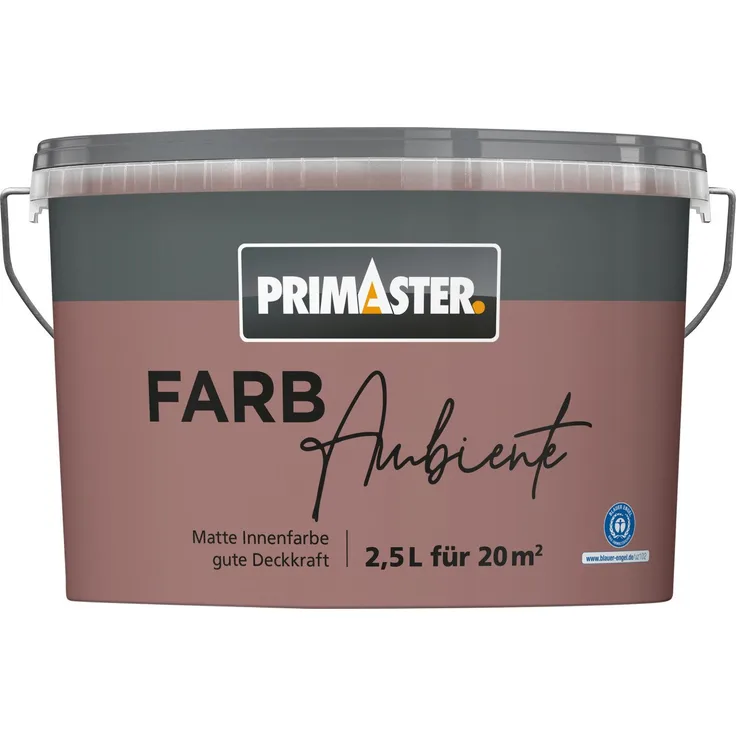 Primaster Farbambiente Wandfarbe matt bordeaux, 2,5 L, gute Deckkraft, frei von Konservierungs- und Lösemitteln, atmungsaktiv und geruchsarm