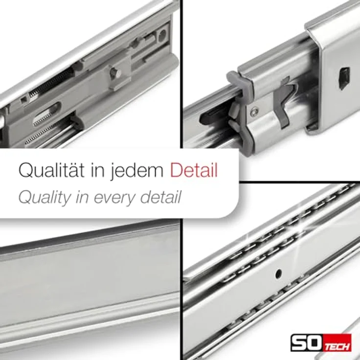 SOTECH Vollauszug 80 Kg, 500 mm Soft Close Schubladeneinzug, geräuscharm und langlebig, 1 Paar – Bild 5