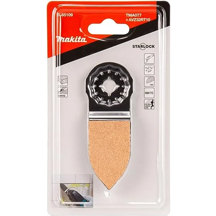 Makita Akku-Multifunktionswerkzeug Schleifplatte HM/RIFF 32 x 50 mm K100 TMA077 Starlock, HM / RIFF, 32 x 50 mm, K100 – Bild 2