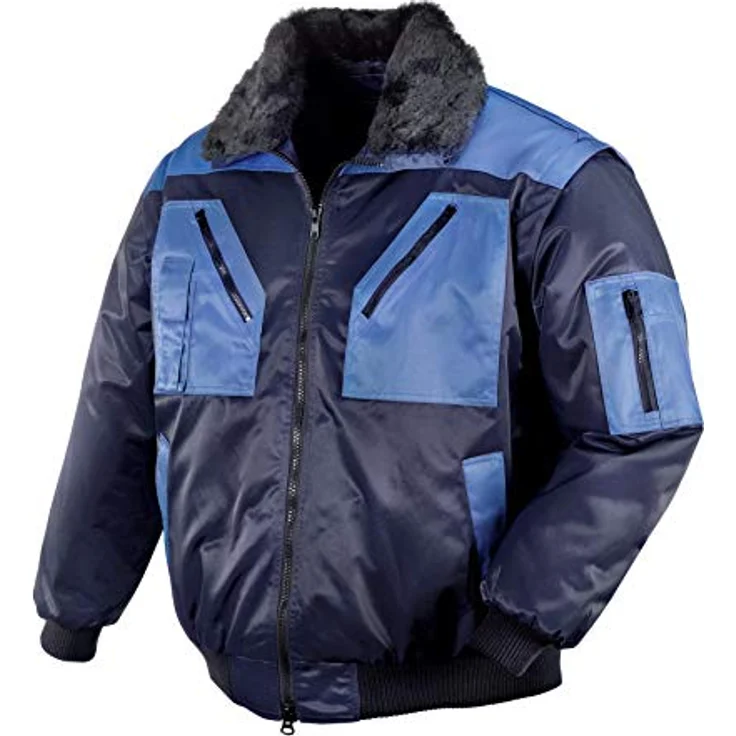 texxor Herren Pilotenjacke Oslo, 4-in-1 Arbeitsjacke mit abnehmbaren Ärmeln und Kragen, Faserpelz-Innenweste, marine blau, Größe L