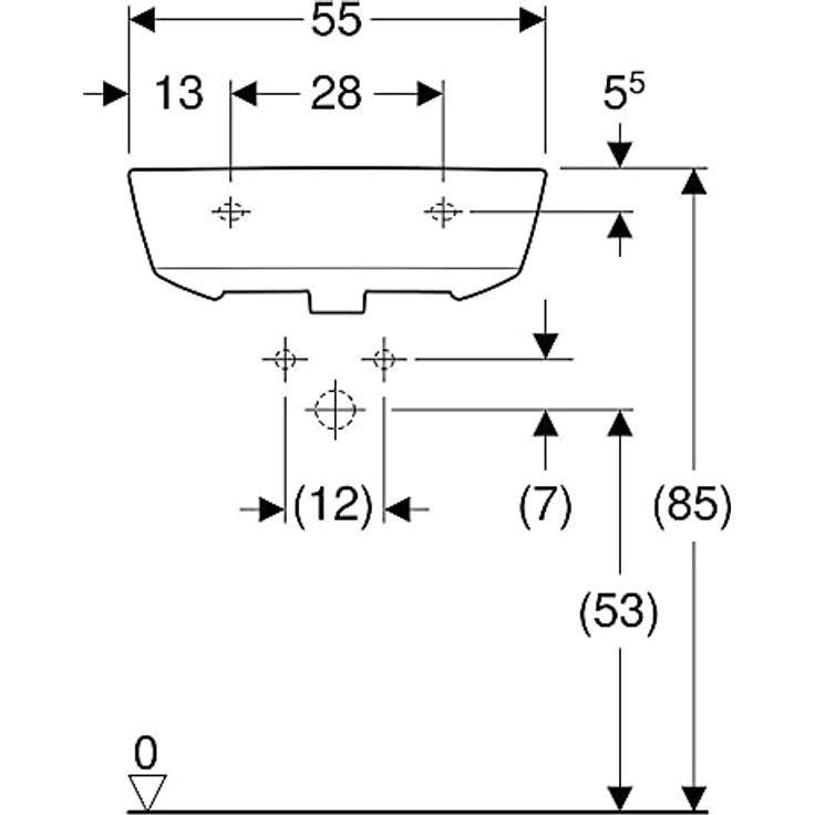 Geberit, Waschbecken, Waschtisch Renova 55 cm wei 500369011 (450 mm, 550 mm) – Bild 2