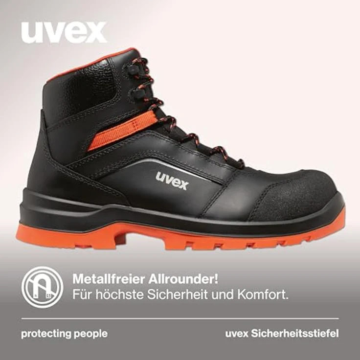 Uvex 2 Xenova Sicherheits-Stiefel, Gr. 44, S3, ESD, SRC, metallfrei, schwarz/rot – Bild 2