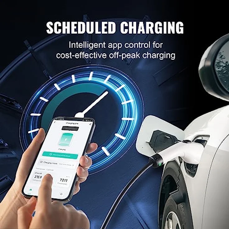VEVOR Tragbares EV-Ladegerät mit LCD-Display 3,68 kW - CEE 7/7 Stecker, IP66 wasserdicht, 8,6m Kabellänge – Bild 5