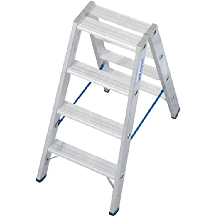 Aluminium Treppe Arbeitshöhe (max.): 2.45 m Krause PROFI-STUFEN-DOPPELLEITER (ALU), 2X4 STU 124722 Silber 5.5 kg Silber