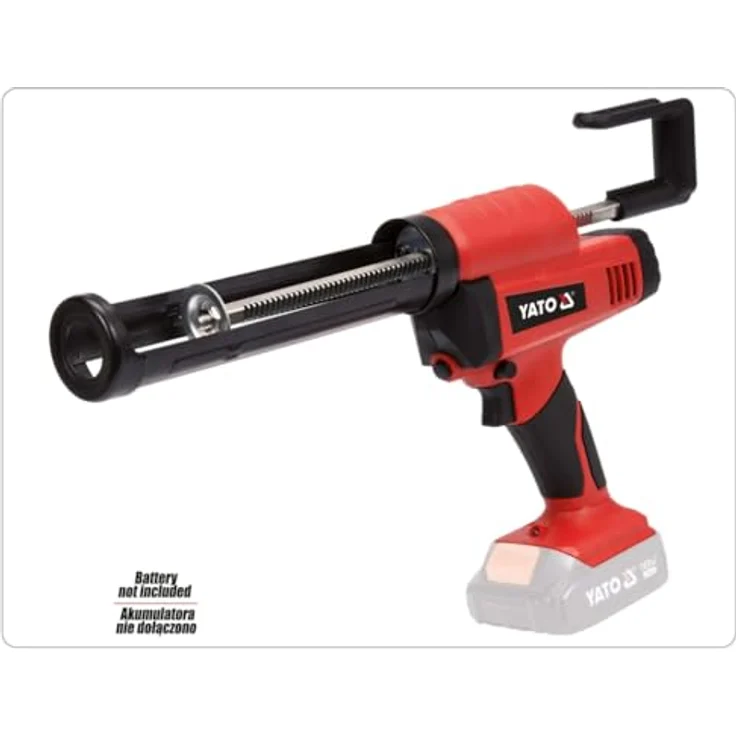 Yato Druckluft-Kartuschenpistole Kartuschenpresse ohne Akku 18 V, Schwarz-Rot, LED-Leuchte, Anti-Leck-Mechanismus, ergonomisches Design – Bild 3