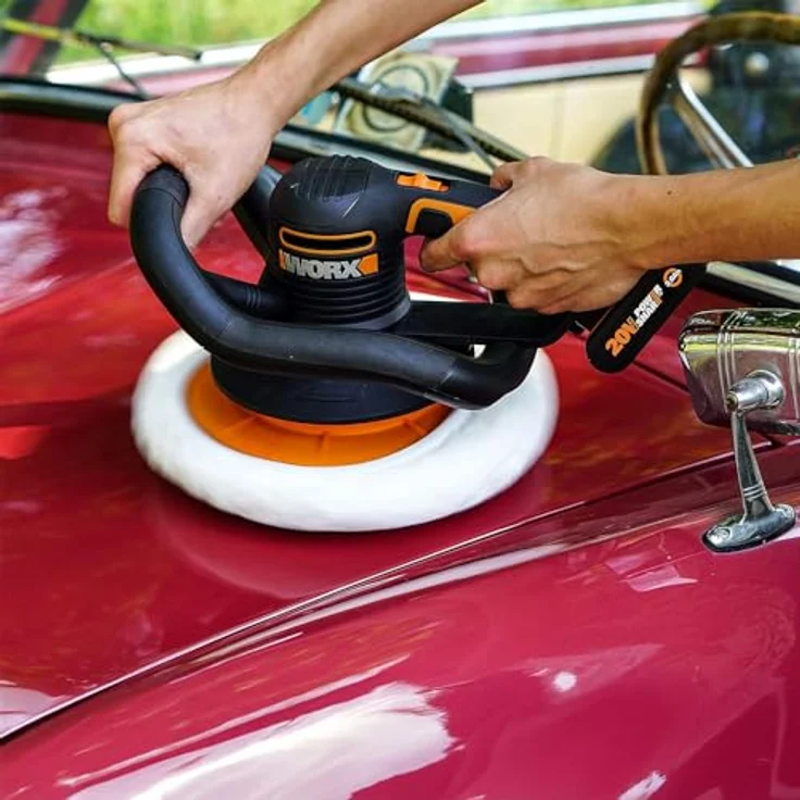 WORX Akku-Poliermaschine WX856.9, 20V Elektropolierer mit Auftrags- & Polierhaube, PowerShare kompatibel, ohne Akku & Ladegerät – Bild 4