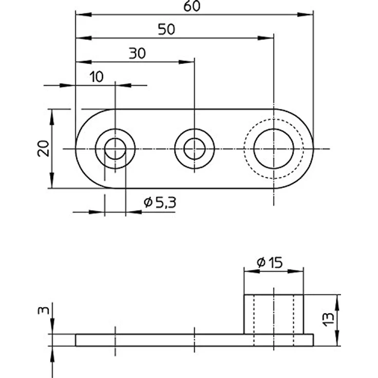 WILKA Stangenführungsplatte 9653 für Rundstange ø 10 mm, verzinkter Stahl – Bild 2