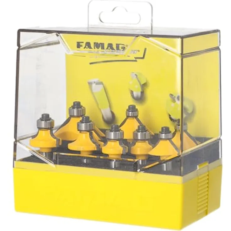 FAMAG 8-teilig Kombi-Set Abrund 3109 - Fasefräser 3118 HM-bestückt in Kunststoff-Box - 3118.908
