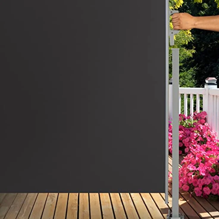 SVITA Seitenmarkise 500x160 cm, ausziehbar, Sichtschutz und UV50+ Sonnenschutz, Dunkelgrau – Bild 5