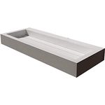 BERNSTEIN Aufsatzwaschbecken Wandwaschbecken PB2079 aus Mineralguss - 120 x 46 x 13 cm - Weiß matt, Großes Waschbecken, Ablaufabdeckung inklusive