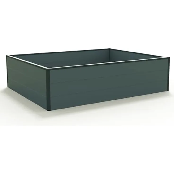 GFP HALFSIZE Aluminium Hochbeet - Platzsparendes & Stabiles Gartenbeet in Anthrazit - Ideales halbhohes Modell für Familien-Gartenspaß