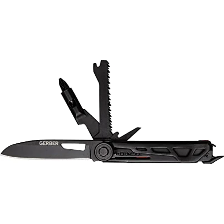 Gerber ArmBar Trade, Multitool mit 8 Funktionen, Taschenmesser mit glatter Klinge, Schraubendreher mit Wechselbit, Schwarz/Orange, Edelstahl/Aluminium – Bild 1