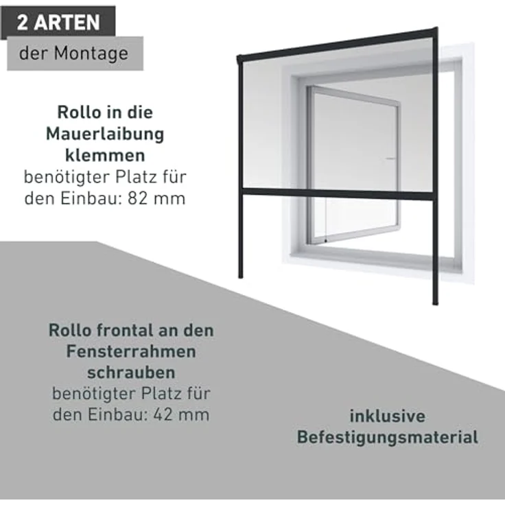 Windhager Insektenschutzrollo PLUS, transparent, Klemm- oder Schraubmontage, BxH: 160x160 cm, reißfestes Fiberglasgewebe mit Anti-Windbürste – Bild 6