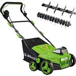 BRAST® Akku Vertikutierer 40V Gartengerät 38cm Arbeitsbreite 50L Fangkorb 14 Modelle zur Auswahl Rasenmäher Heckenschere Trimmer Freischneider Hochentaster