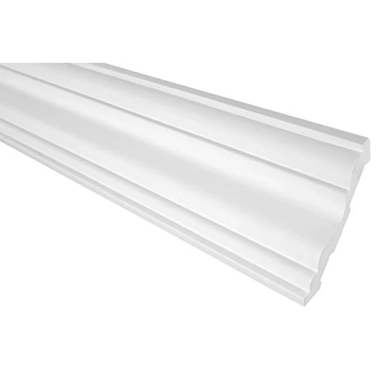 HEXIM GRAND DECOR Stuckleisten Decke P828, 2m luxuriöse PU Hartschaum Deckenleisten, glatt, weiß, Brandschutzklasse B1 – Bild 2
