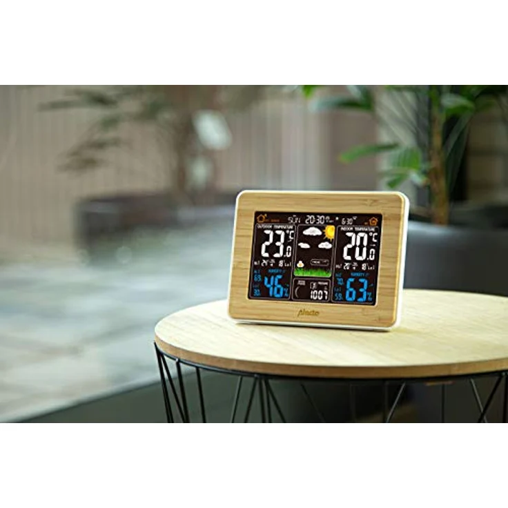 Alecto WS-1560 Wetterstation, Braun, mit drahtlosem Außensensor, animierter Wettervorhersage und Weckerfunktion – Bild 4