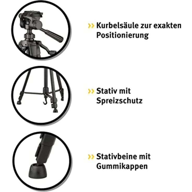 Stabila Stativ ST-K-S, für Laser und Entfernungsmesser, Höhe: 55 cm – 140 cm, 1/4"-Gewindeschraube Schwarz – Bild 2