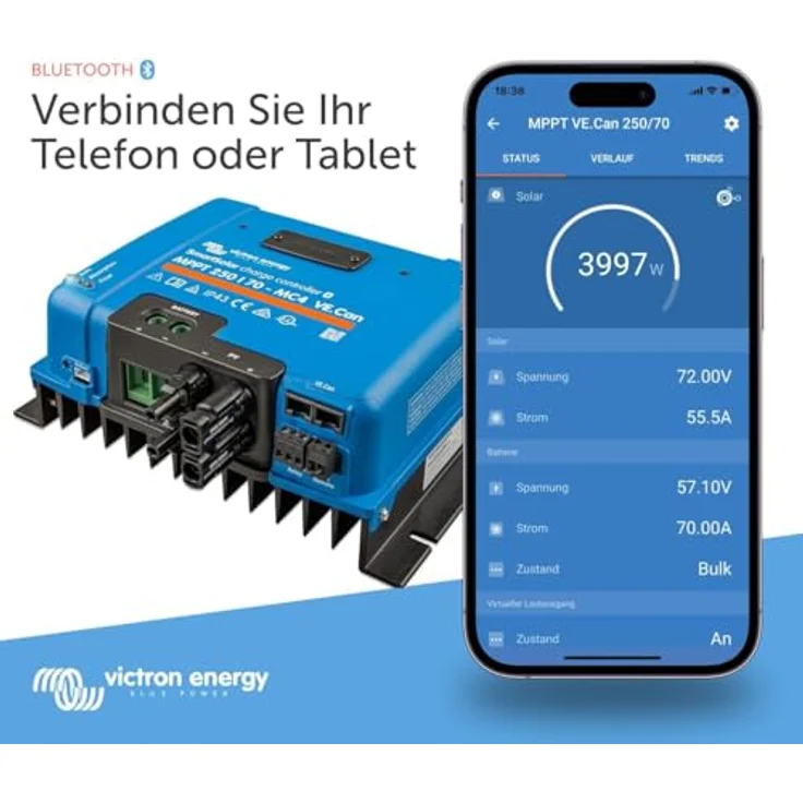 Victron Energy SmartSolar MPPT 250/70, Solar-Laderegler mit Bluetooth und MPPT-Technologie zur effizienten Batterieladung – Bild 2