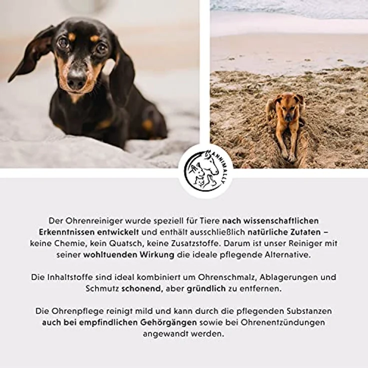 Annimally Ohrenreiniger für Hunde und Katzen 250ml Ohrreiniger mit Kamille, Ringelblume und Propolis I Mittel zum Ohr Reinigen für Hund, Katze, Pferd und Kleintier Ohren I Schonende Ohrenreinigung – Bild 5