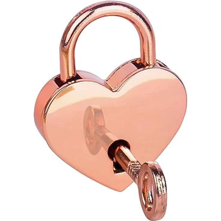 HMF Mini Deko Vorhängeschloss mit Schlüssel in Herzform | 3,9 x 3 x 0,7 cm | Roségold – Bild 3