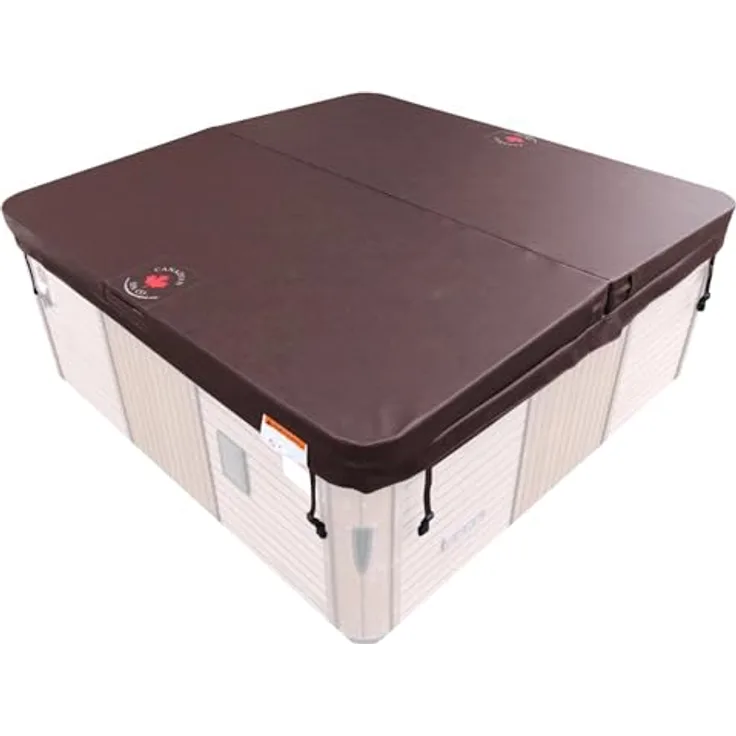 Canadian Spa Company Whirlpool Abdeckplane, quadratisch, 228x228 cm, braun, mit effektiver Wärmedämmung und robustem Material, inkl. Sicherheitsgurte und stabilen Griffen