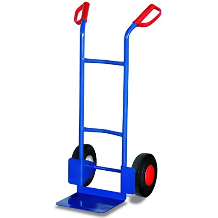 VARIOFIT Stahlrohrkarren SK710.015, 200kg Traglast, pulverbeschichtet in enzianblau, mit gebogenen Querstreben und Vollgummibereifung