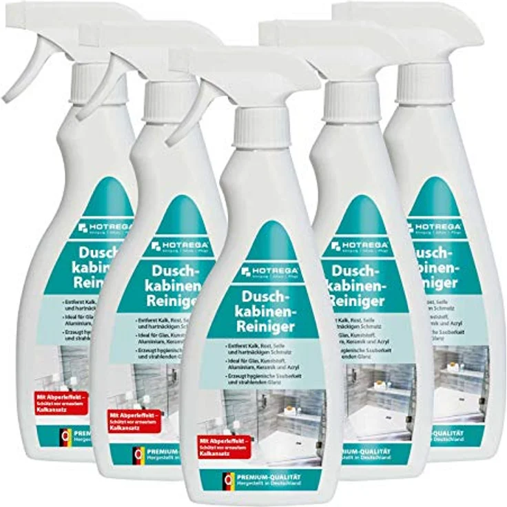 HOTREGA® Duschkabinenreiniger, 500ml Kalkentferner für Glas und Kunststoff, hygienisch sauber mit Frischeduft – Bild 1