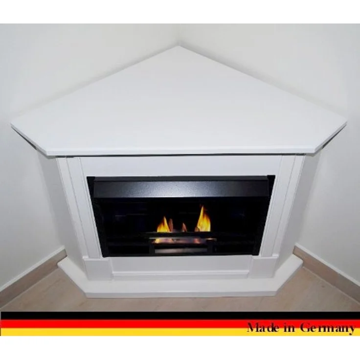 Kaminbau Mierzwa Bio Ethanol und Gelkamin - Eckkamin Modell Moskau - inkl. Kaminzubehör - Weiß – Bild 2