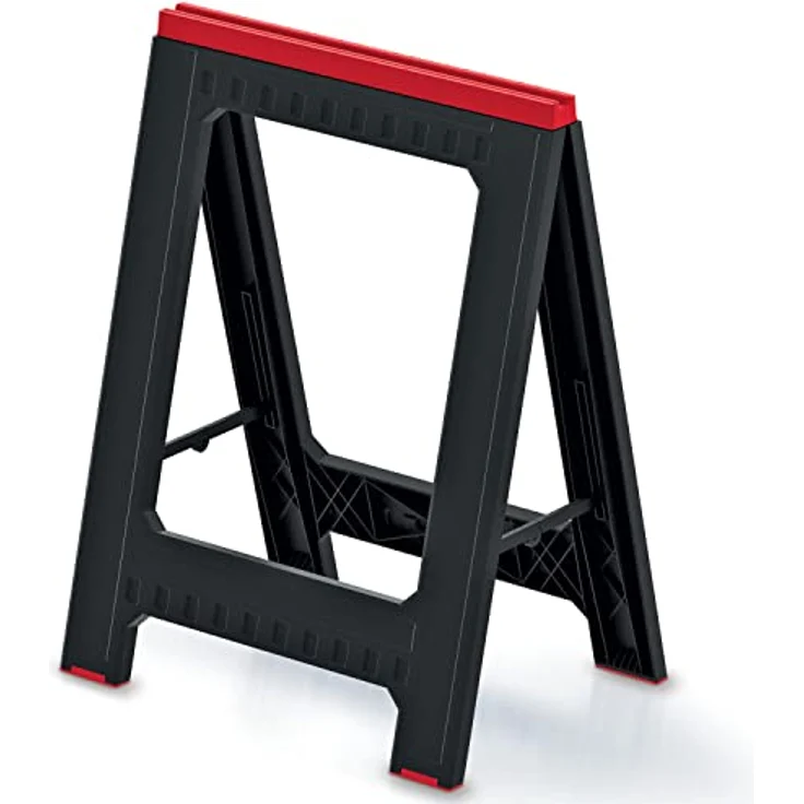 Prosperplast Werkbank Kistenberg Werkstattbock TITAN KTIS8060, belastbar bis 350 kg, Schwarz mit roten Akzenten, klappbar – Bild 2