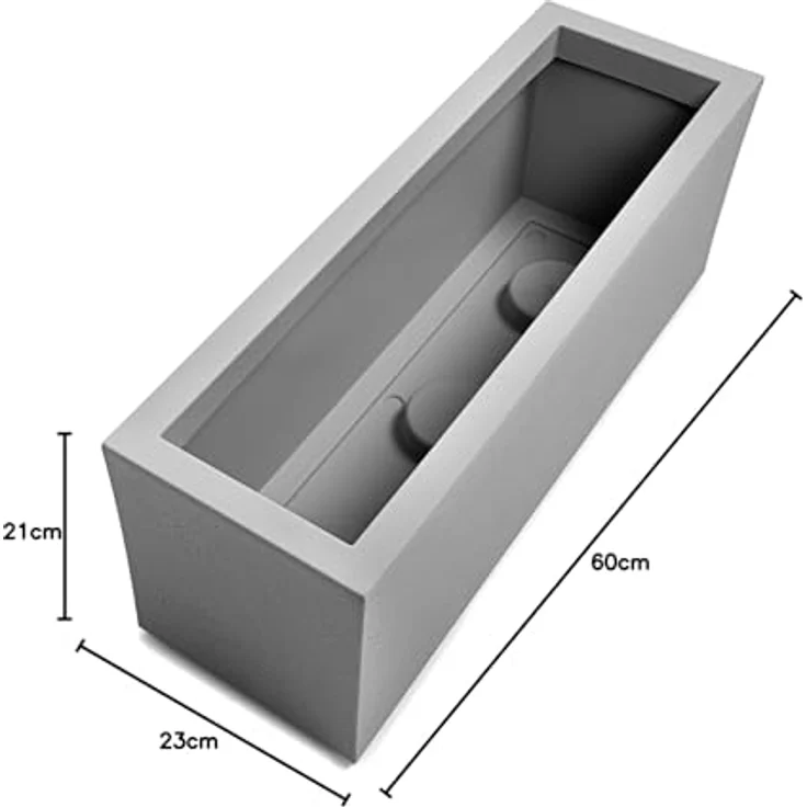 ONDIS24 Vulkan Pflanzkübel Balkonkasten mit Wasserspeicher, 25L Pflanzvolumen, rechteckig, Basaltfarbe, für Balkon und Terrasse – Bild 8