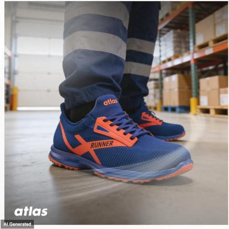 Atlas Sicherheitshalbschuh Runner 45 S1P ESD SRC DGUV, Größe 38, neonblau, textil, durchtrittsicher, rutschhemmend – Bild 9