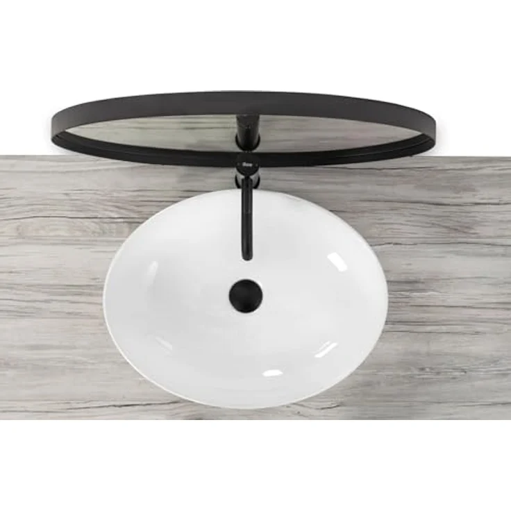 Rea Aufsatzwaschbecken Oval, Keramik Handwaschbecken in Weiß, 40x52 cm, ohne Überlauf – Bild 2