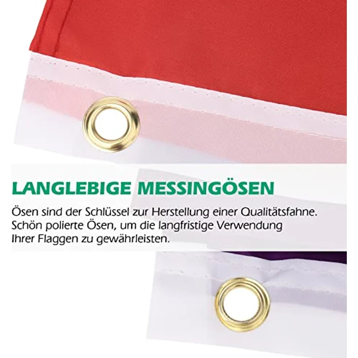 MOGADEE® LGBTQ Pride Flagge 150x90cm, Regenbogen Flagge aus hochwertigem UV-beständigem Stoff mit 2 Messingösen – Bild 4