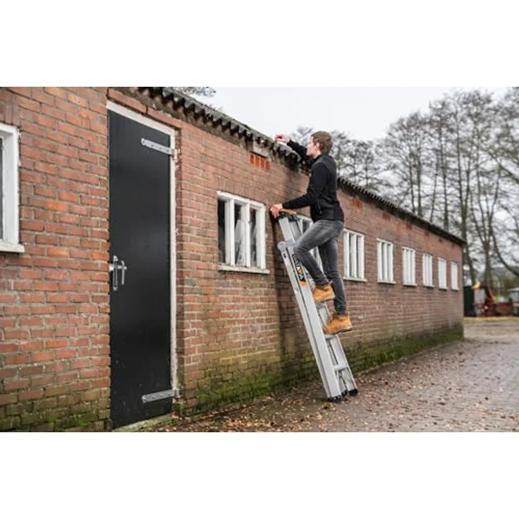 Batavia Multifunktionsleiter 2-in-1, 299 cm hoch, 6 Sprossen, leicht zusammenklappbar, für Innen- und Außeneinsatz – Bild 5