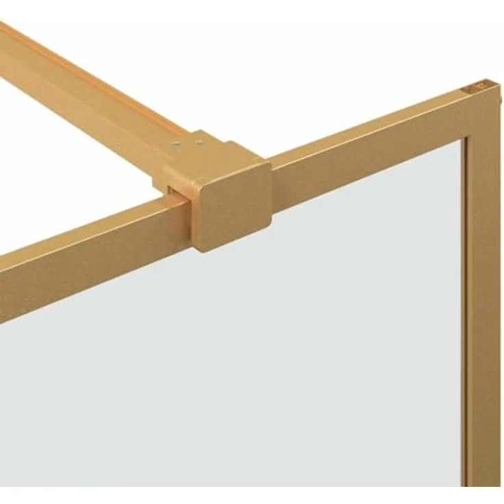 vidaXL Walk-in Duschwand Gold, 100 x 195 cm, gehärtetes Glas mit verstellbarem Rahmen und stabiler Stütze – Bild 6