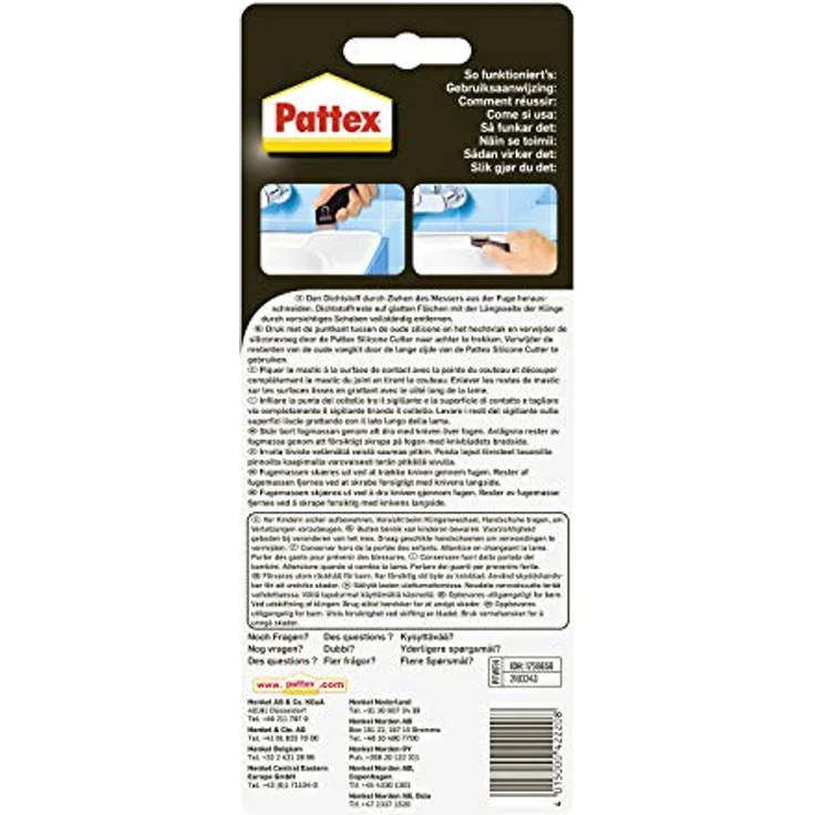 Pattex Fugenhai, handlicher Fugenkratzer zum Entfernen von alten Silikonfugen im Sanitärbereich, vielseitiges Fugenmesser, 1er Pack mit Ersatzklinge – Bild 2